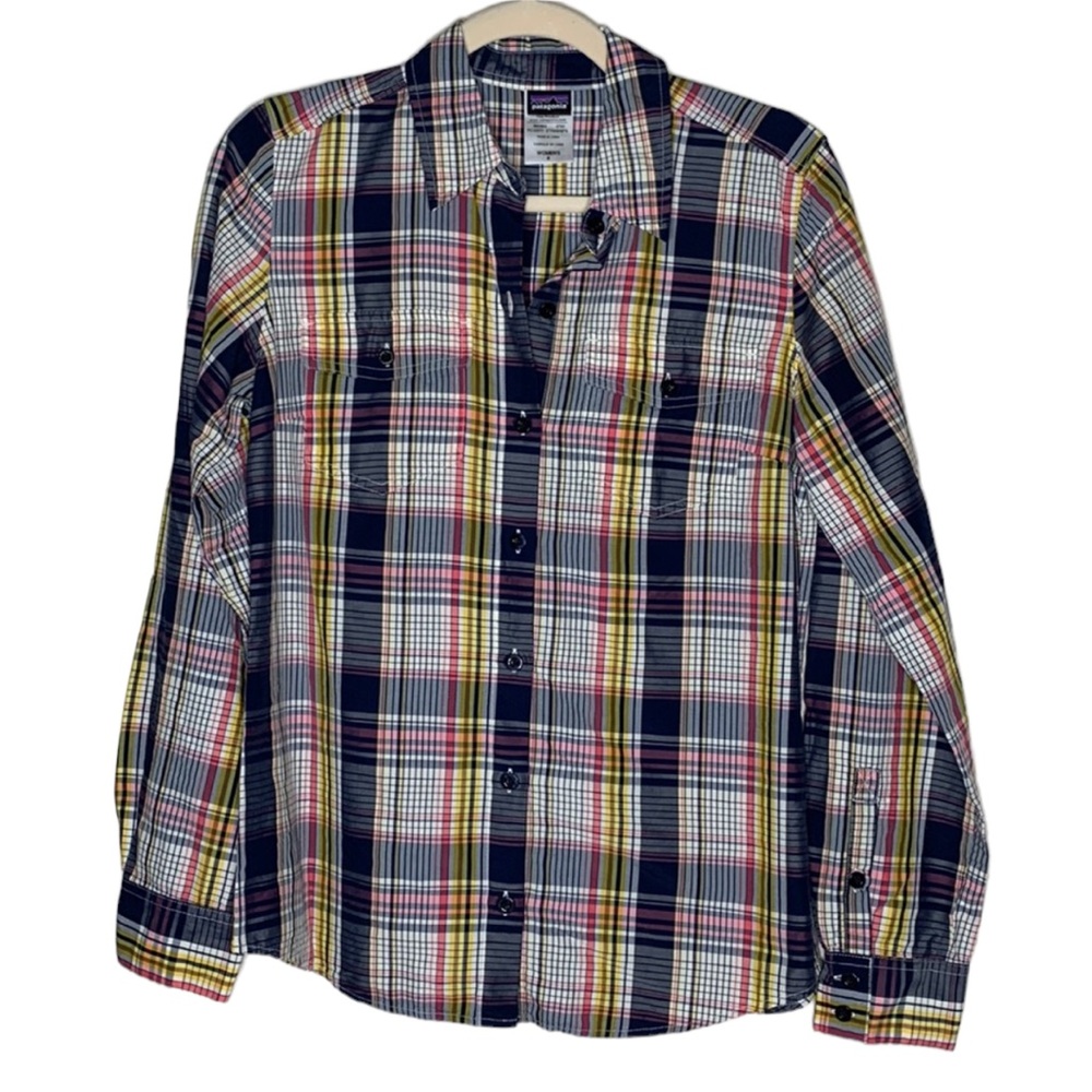Patagonia Navy, Yellow & Pink Plaid Button-Down Shirt
